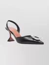 Amina Muaddi Leather Slingback Pumps Featuring Sculptural Heel In Black