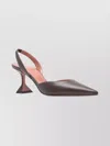 Amina Muaddi Leather Slingback Pumps Sculptural Heel In Brown