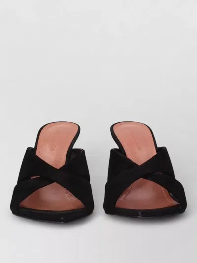 Amina Muaddi Leather Stiletto-heel Mules In Black