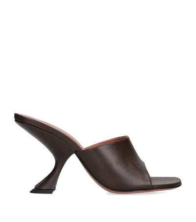 Amina Muaddi Leather Taylor Heeled Mules 90 In Brown