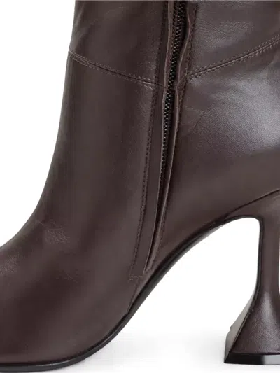 Amina Muaddi Leather Thigh-high Boots In Brown