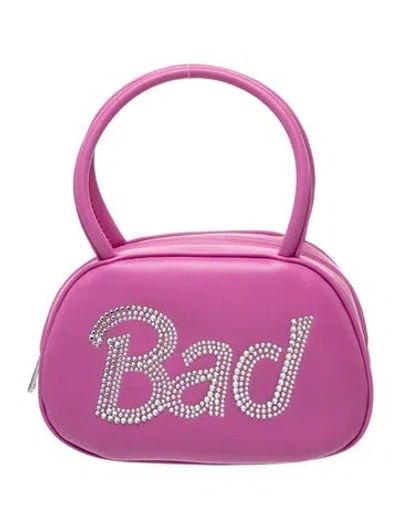 Pre-owned Amina Muaddi Leather Top Handle Bag In Pink