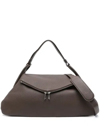 Amina Muaddi Leather Tote Bag In 褐色