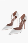 Amina Muaddi Leather Ursina Pumps With Rhinestoned Ankle Strap 10.5cm
