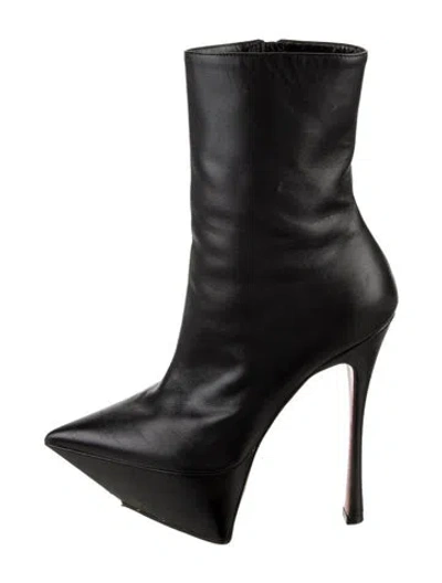 Pre-owned Amina Muaddi Leather Yigit Leather Boots In Black