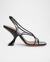 Amina Muaddi Lena Clear Patent Crisscross Slingback Sandals