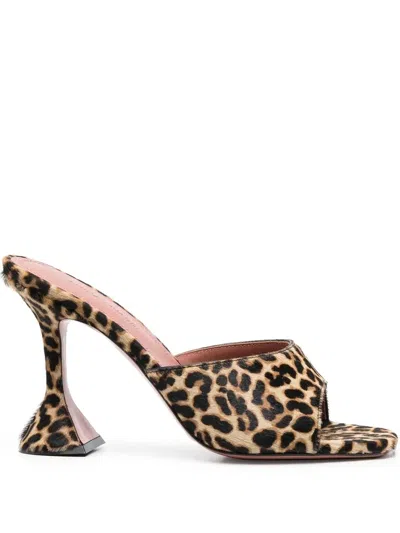 Amina Muaddi Sandalen Mit Leoparden-print In Neutrals