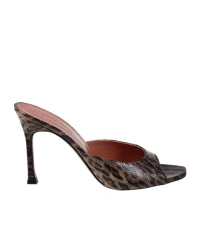Amina Muaddi Leopard Print Open-toe Sandals In Brown