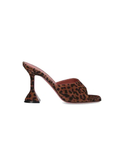 Amina Muaddi Leopard Print Suede Mule Sandals In Brown