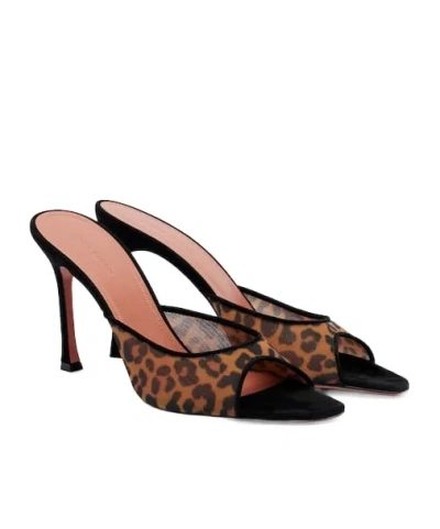 Amina Muaddi Leopard-print Mesh Mules In Black