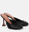 Amina Muaddi Lila Grosgrain-trimmed Satin Mules In Schwarz