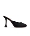 Amina Muaddi Lila Grosgrain-trimmed Satin Mules In Black
