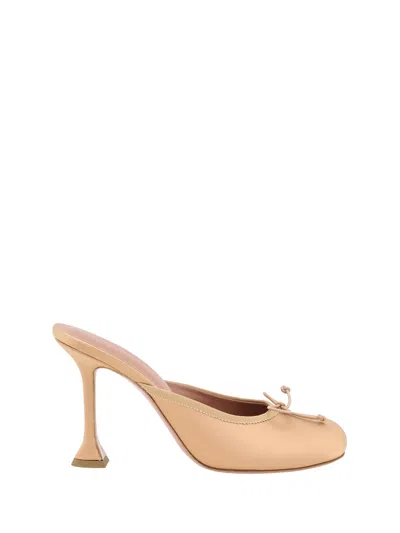 Amina Muaddi Bow Decorated High-heeled Sandals In Beige