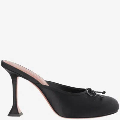 Amina Muaddi Lila Satin Slingback In Black
