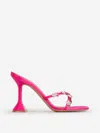 Amina Muaddi Embellished Satin Lily Mules 95 In Pink