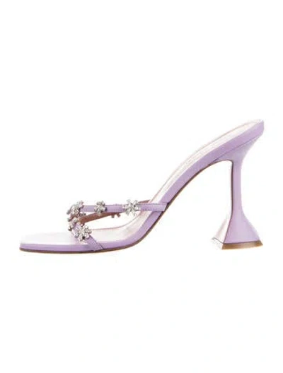 Pre-owned Amina Muaddi Lily Leather Sandals In Purple