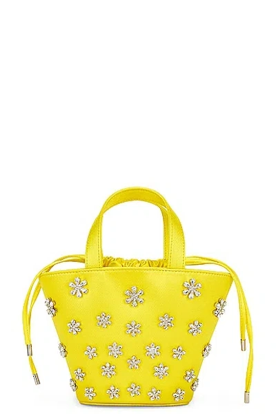 Amina Muaddi Lily Satin Bucket Bag In Yellow