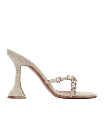 Amina Muaddi Lily Slipper's Crystal-trimmed High-heeled Sandals In Nude