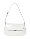 Amina Muaddi Women Black Leather Ami Shoulder Bag In White