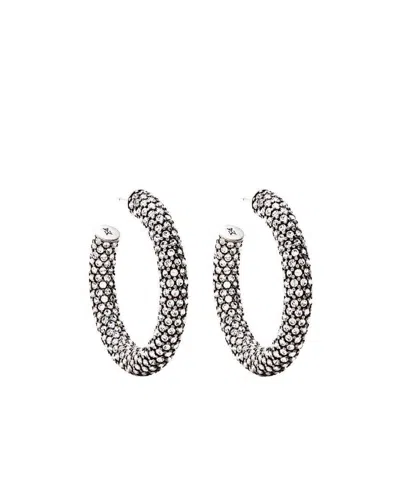Amina Muaddi Logo Earrings In White