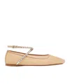 Amina Muaddi Mesh Crystal Ane Ballet Fl In Nude