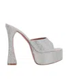 Amina Muaddi Dalida Crystal-embellished Satin Platform Sandals In Gray