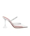 Amina Muaddi Gilda Crystal-embellished Metallic Leather And Pvc Pumps In Gray