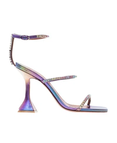 Amina Muaddi Logo High-heeled Sandals In Multicolor
