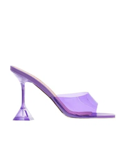Amina Muaddi Logo High-heeled Sandals In Purple