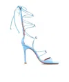 Amina Muaddi Logo Laced With High-heeled Sandals In Blue