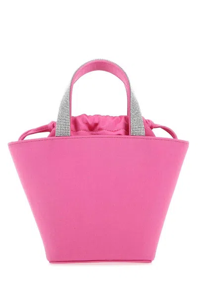 Amina Muaddi Logo Plaque Drawstring Tote Bag In Pink