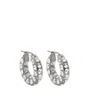 Amina Muaddi Jahleel Small Crystal-embellished Silver-tone Hoop Earrings In Gray