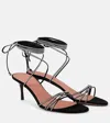 Amina Muaddi Lori Lace Up Crystal-embellished Suede Sandals