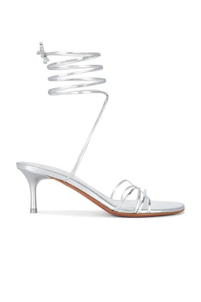 Amina Muaddi Lori 60 Lace Up Sandal In Silver