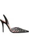 Amina Muaddi Suede Embellished Lori Slingback Pumps 105 In Black