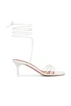 Amina Muaddi Lori Lace Up 60 Nappa Sandal In White