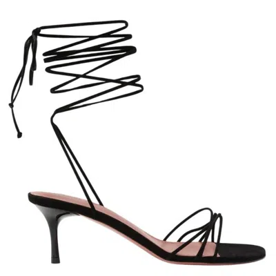 Amina Muaddi Lori Lace Up 60 Sandals In Black