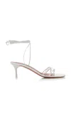Amina Muaddi Lori Lace Up 60 Nappa Sandal In White