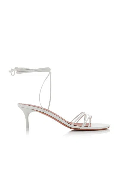 Amina Muaddi Lori Lace-up Leather Sandals In White