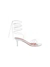Amina Muaddi Lori Lace Up 60 Nappa Sandal In White