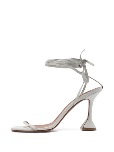 Pre-owned Amina Muaddi Lori Leather Sandals In White