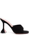 Amina Muaddi Lupita Suede Pedestal Mule Sandals In Black
