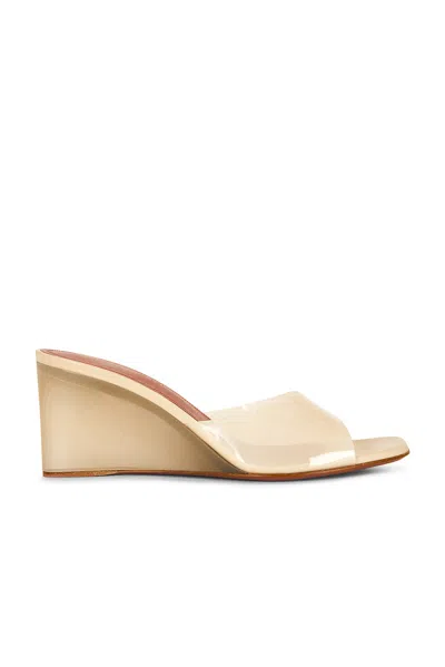 Amina Muaddi Lupita 70 Glass Wedge Sandal In Milky Beige