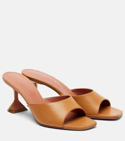 Amina Muaddi Lupita 70 Leather Mules In Brown