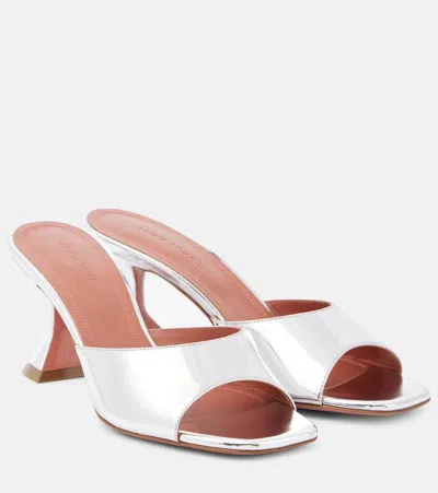 Amina Muaddi Lupita 70 Mirrored Leather Mules In Silver