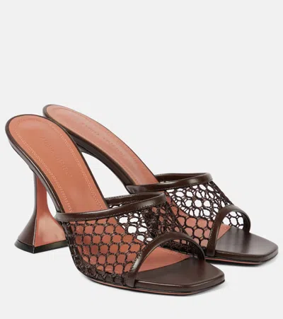 Amina Muaddi Lupita 95 Mesh Mules In Brown