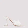 Amina Muaddi Round Toe. Lace-up Front. Stiletto Heel.... In White