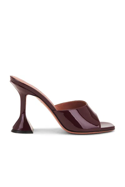 Amina Muaddi Brown Lupita Slipper Heeled Sandals In Mirror Brown