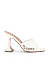 Amina Muaddi Round Toe. Lace-up Front. Stiletto Heel.... In White