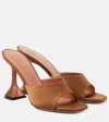 Amina Muaddi Lupita 70mm Suede Mules In Brown